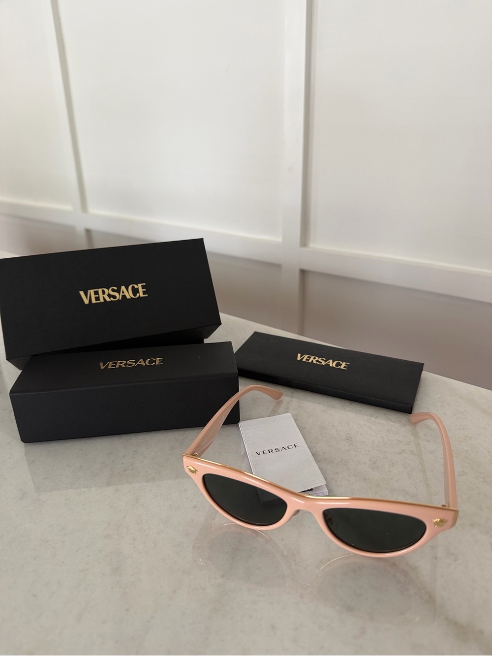 Versace Pink Cat-Eye Sunglasses with Black Lenses